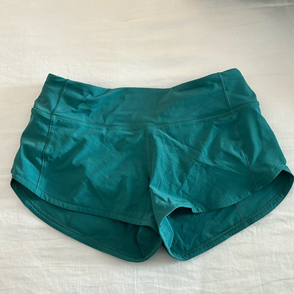 Lululemon speed up teal shorts 2.5"